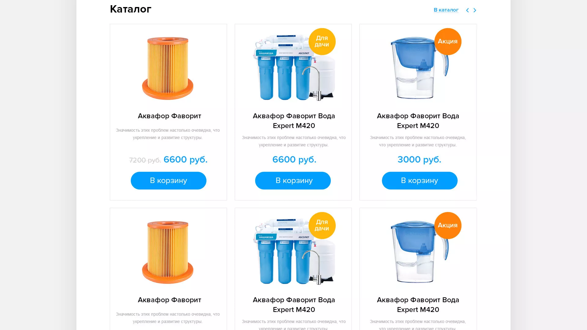 Создание интернет-магазина «Водолей» по продаже фильтров очистных сооружений в Каспийске